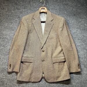 Polo Ralph Lauren Tweed Blazer Jacket Mens Size 40 Reg Brown Made In USA